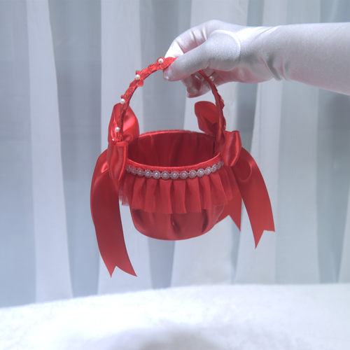 结婚花篮婚礼道具伴娘团撒花蕾丝花边篮子婚庆用品喜糖篮收纳篮