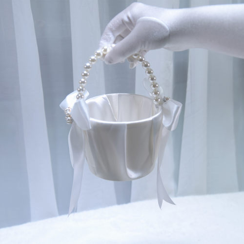 婚庆花篮珍珠提手花童撒花篮