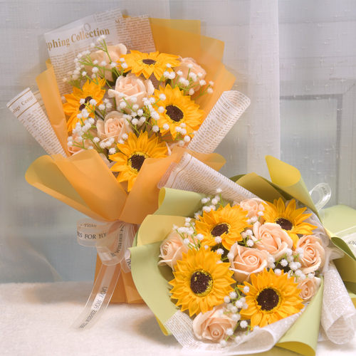 仿真花向日葵香皂永生花订婚送女孩子闺蜜实用结婚生日礼物