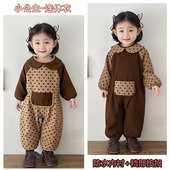 婴幼儿童连体罩衣防水宝宝户外穿洋气耐脏爬爬服学爬衣服爬行护衣