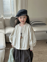 儿童上衣春季新款女童纯色休闲灯笼袖外套韩版宝宝洋气防风夹克衫