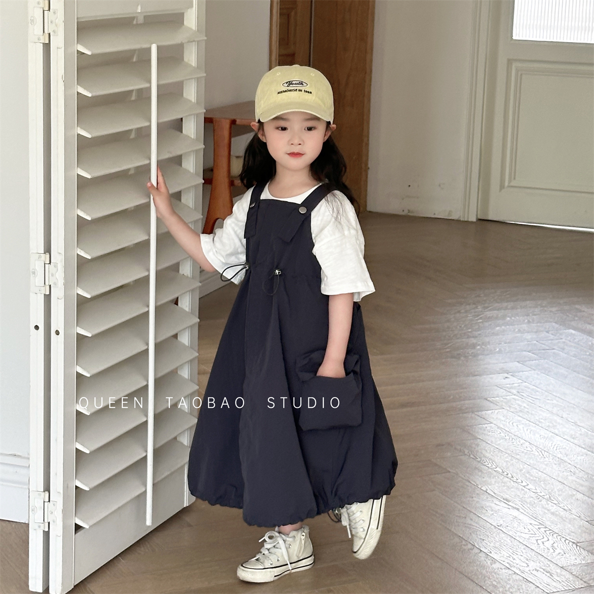 女童背带韩版夏季纯色工装裙子