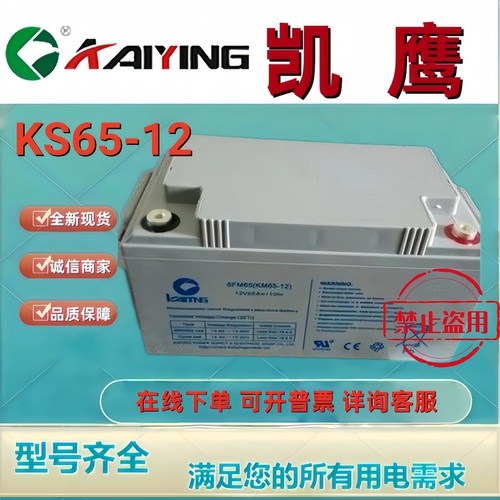 KAIYING凯鹰蓄电池6FM65 KM65-12 12V65铅酸免维护电池机房直流屏