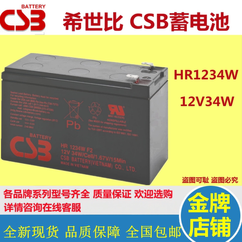 CSB希世比蓄电池HR1234W 12V34W免维护医疗设备精密仪器UPS用国产 - 封面