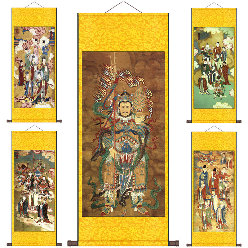 道家名人字画丝绸卷轴挂画国画人物画像酒店装饰画道场挂画可定制