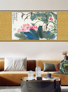 国画花鸟画芙蓉锦鸡横幅字画礼品定制荷花挂画酒店装饰画玄关壁画