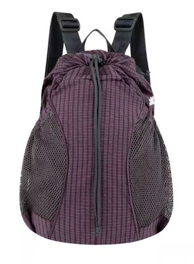 see 3色小苏饼韩国SUNLOVE 户外街头格纹抽绳双肩包