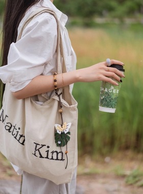 韩国小众Matin Kim裂纹帆布包大容量单肩手提托特包购物袋子母包