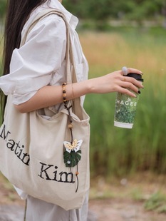 韩国小众Matin Kim裂纹帆布包大容量单肩手提托特包购物袋子母包