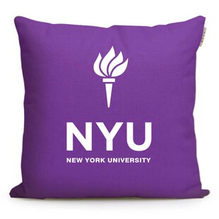 美国大学赠品 NYU纽约大学纪念品留学生校徽沙发靠垫抱枕