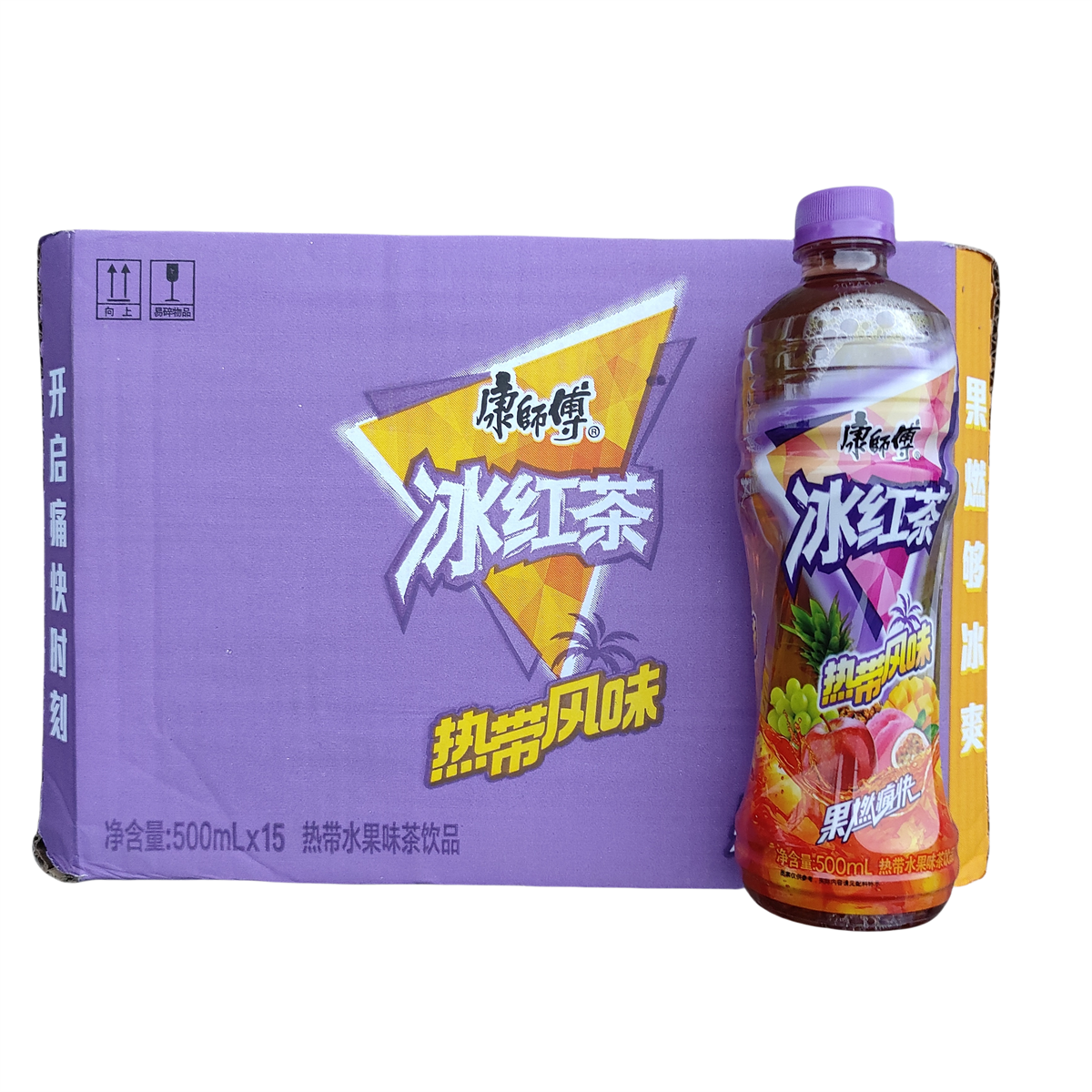 (广东包邮)康师傅热带风味冰红茶 红茶饮料饮品  500ml*15瓶