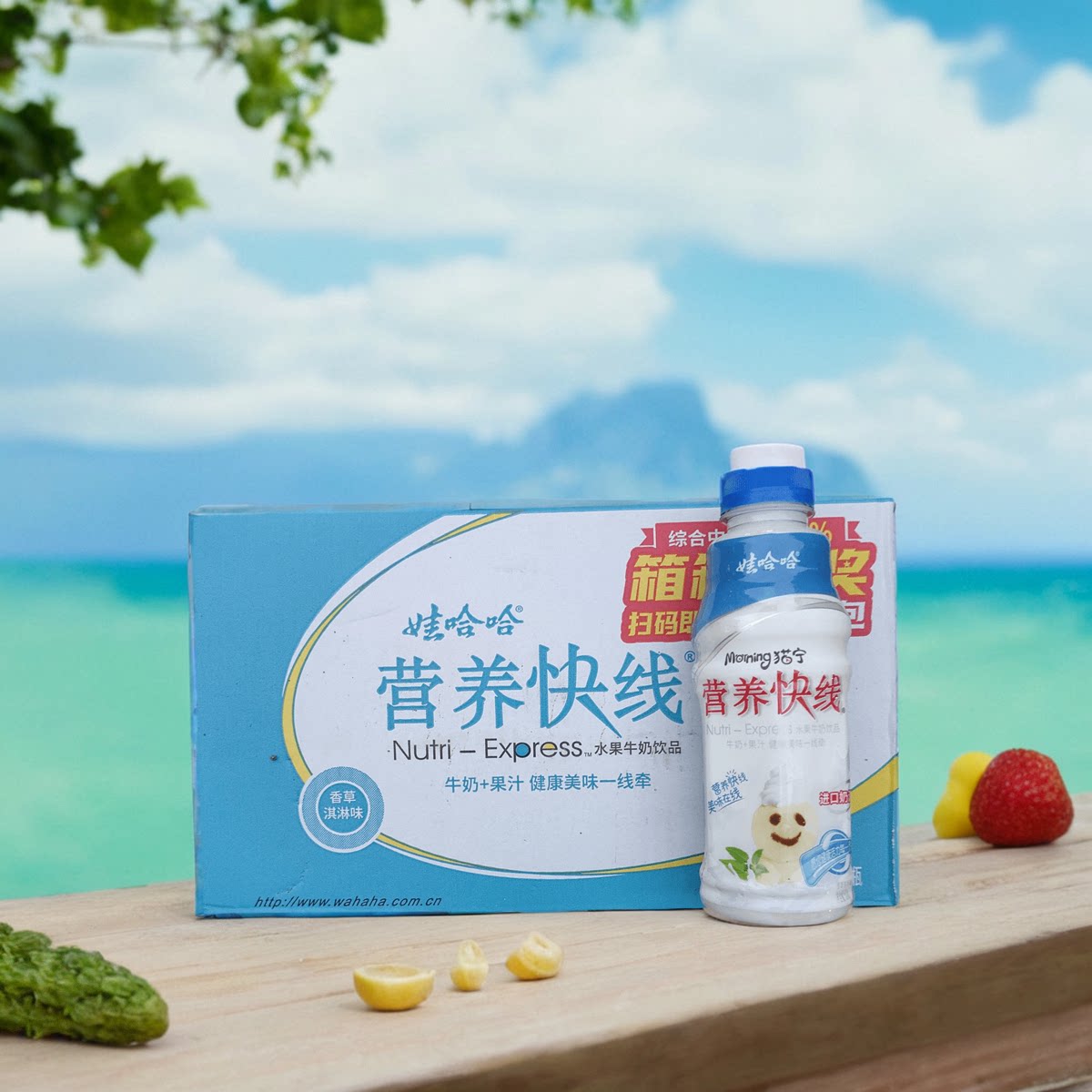 (广东包邮 )娃哈哈营养快线香草冰淇淋味酸奶500ml*15瓶烟胺酸