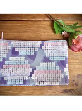 68包邮｜日单尾货好看的颜色～温柔香芋紫色小格子滑绒手感收纳袋