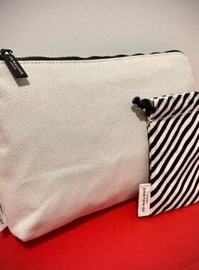 68包邮｜稀有量少！出口英国高端黑白条纹磨砂拉链化妆包束口袋