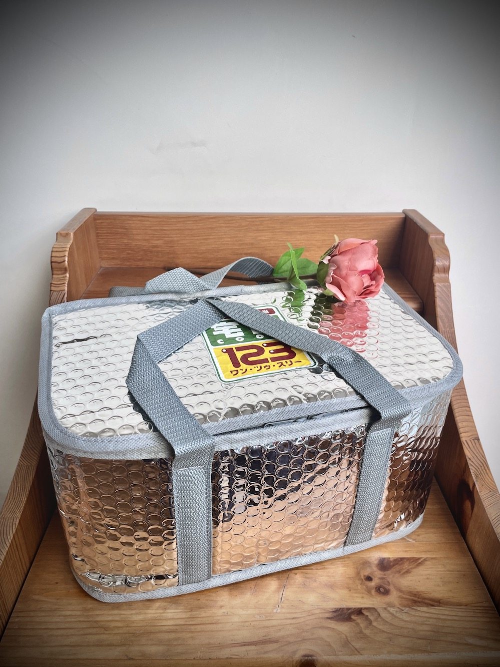 68包邮｜出口日本个性野餐露营超大容量银色折叠拉链手提保温饭包