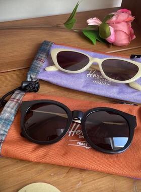 68包邮｜外贸出口高品户外加绒防水拼色撞色复古太阳镜墨镜收纳袋