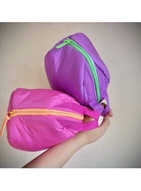 68包邮｜欧美外贸大容量蓬松粉橘紫绿糖果色随身手提收纳包