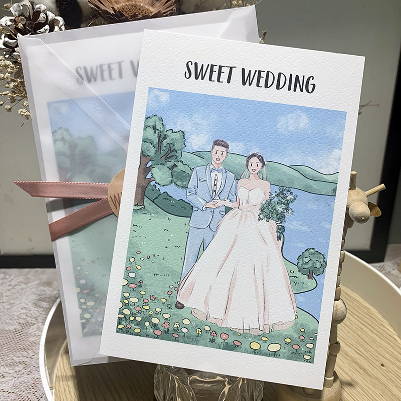 婚礼请帖喜帖定制创意手绘图片