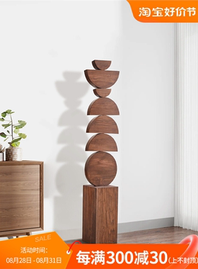 酒店样板间玄关木雕装饰品客厅电视柜旁边落地摆件竖高雕塑艺术品