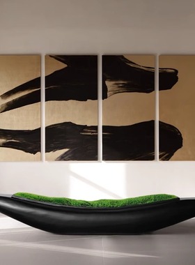 真苔藓船实木大型落地摆件酒店会所售楼处大厅创意造景艺术装置