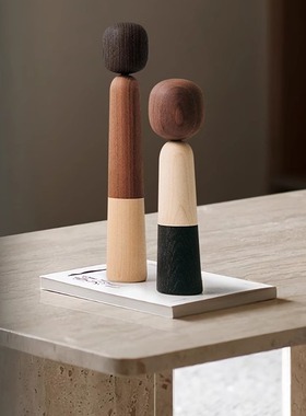 酒店样板间玄关抽象艺术创意软装客厅电视柜装饰木质摆件家居饰品