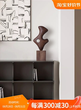 酒店样板间创意木雕摆件家居饰品客厅玄关电视柜装饰品抽象工艺品