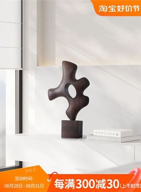 样板房抽象木雕玄关摆件家居饰品客厅电视柜装饰品高档艺术工艺品