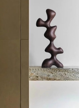 酒店样板间创意抽象木雕摆件家居饰品客厅玄关装饰高档艺术工艺品