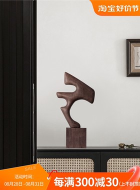 样板间抽象木雕艺术品摆件客厅电视柜高档酒柜玄关装饰品家居软装