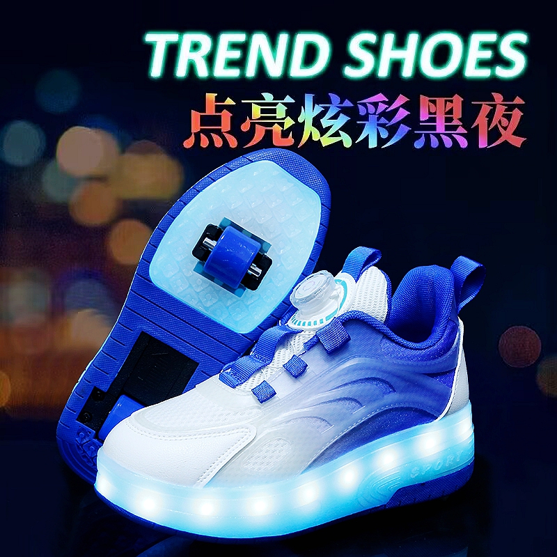 暴走鞋男童鞋子2025新款一键收缩学生儿童运动飞行隐形暴走轮滑鞋