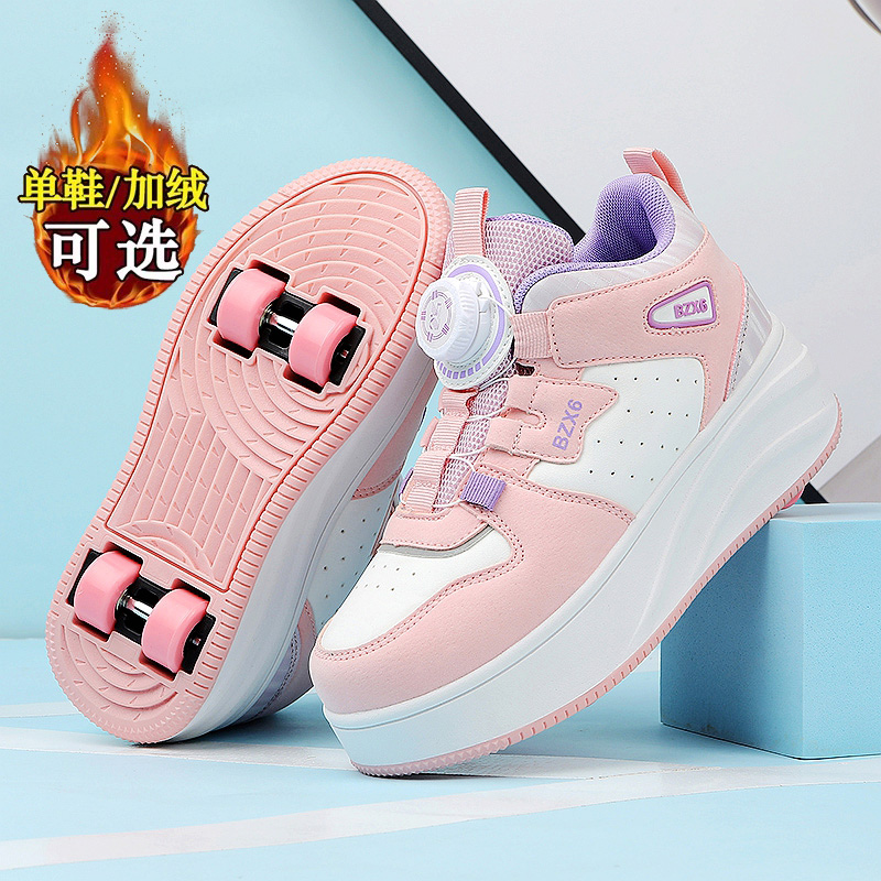 暴走鞋女童2025新款秋冬季加绒保暖儿童飞行鞋运动鞋暴走轮滑鞋子
