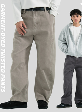 TBALLER 2025新款弯刀裤男女同款牛仔复古水洗做旧解构廓形扭骨