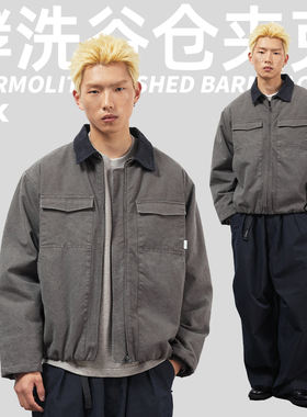 TBALLER2026新款重水洗谷仓帆布棉衣夹克男巴恩风复古做旧工装T棉