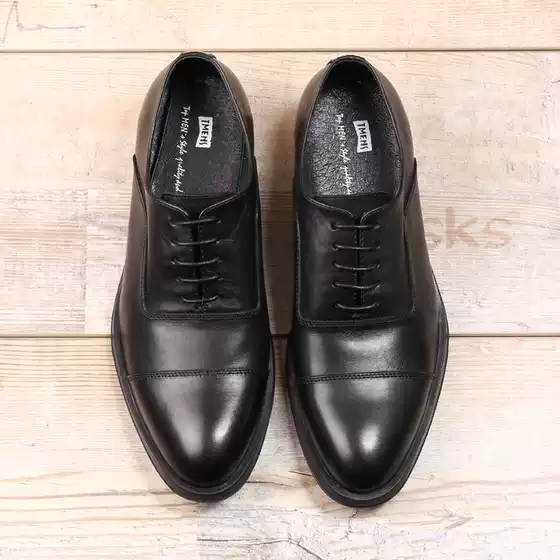 TMENS/Tianmianshi Men's Business Dress Leather Shoes, Genuine Leather Three Joint Commuter White Collar, Favorite Versatile Handmade Shoes