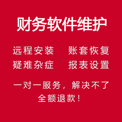 财务软件远程服务适用于用友等问题售后维护安装调试数据恢复修复