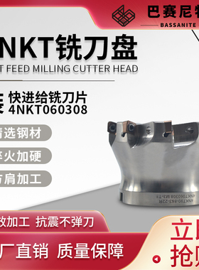 4NKT数控快进给平面90度刀盘 装4NKT060308粗铣飞刀片 方肩铣刀盘