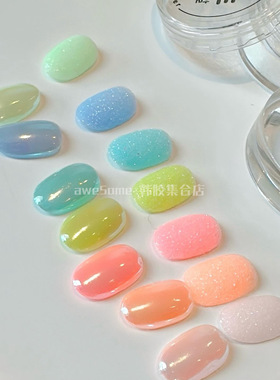 Bessie 贝茜「夏日泳池派对」奶油果冻韩国透色素材亮片指甲油胶