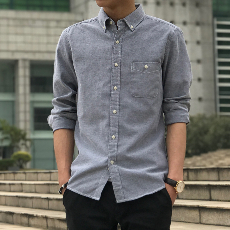 夏季纯色长袖衬衫学生潮流修身兄弟寸衫男士韩版棉衬衣春薄棉外套