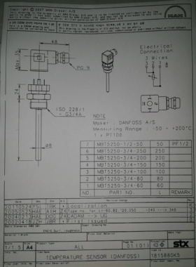 丹佛斯温度传感器 danfoss MBT-5250 084Z8008 正品进口货 议价
