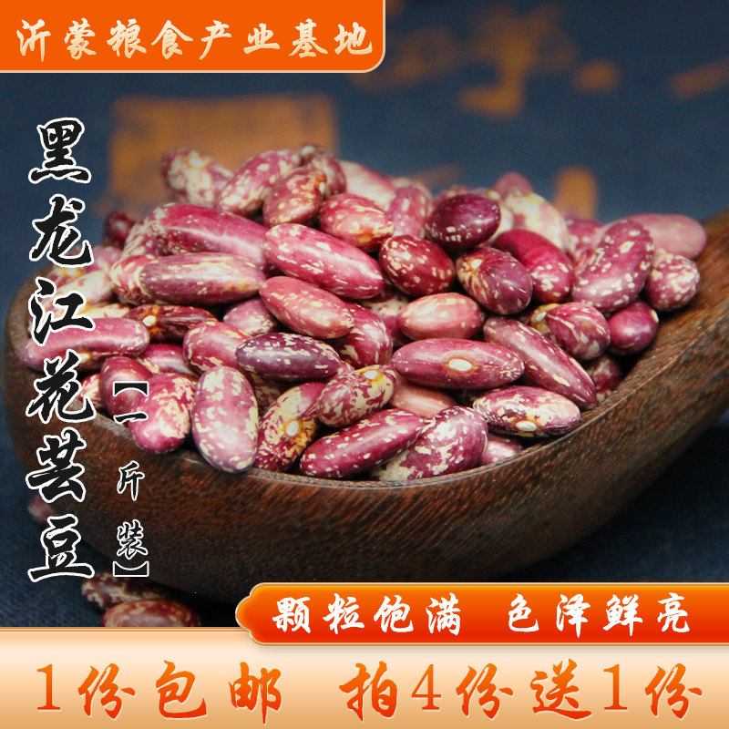 【4份送1份】东北花芸豆紫花芸豆农家新花饭豆花腰豆菜豆500g包邮