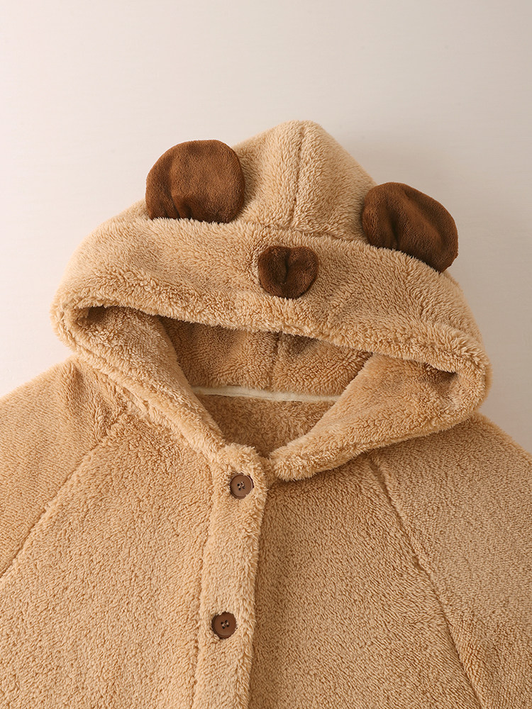 MAILLARD STYLE THICKENED CORAL VELVET PAJAMAS WOMENS AUTUMN AND WINTER WARM CARTOON BEAR BEARS ARE LOOSE AND CAN BE WORN OUTSIDE IN NIGHTGOWNS