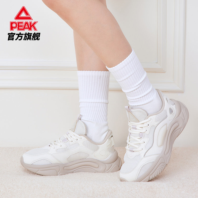 匹克休闲鞋女鞋秋季新款情侣透气运动鞋子女鞋厚底老爹鞋DE330128