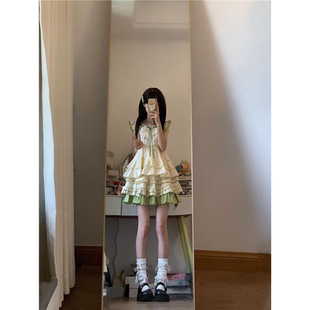 森系精灵小飞袖花朵上衣女夏日绝美小个子可爱穿搭蛋糕半身裙套装