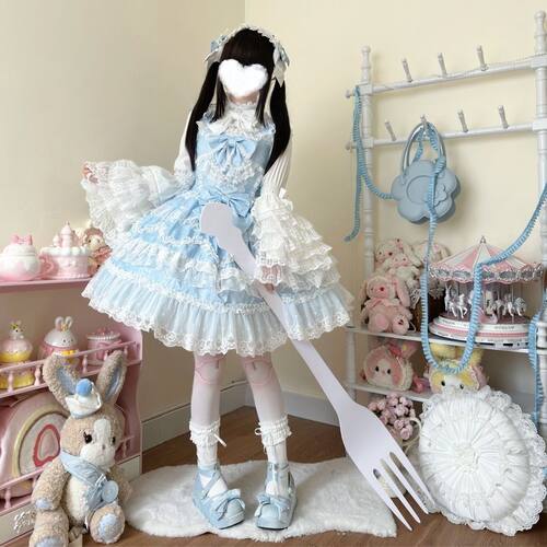 韩菇凉恋与心悸原创设计Lolita洋装华丽花嫁jsk吊带连衣裙女