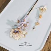 新中式 森森 原创非遗绒花盘发簪 琉紫 礼物古风旗袍流苏发饰 簪