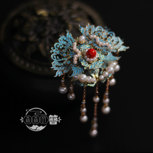 森森的簪丨蕾 原创新中式古风发簪子 高端烧蓝点翠汉服旗袍流苏