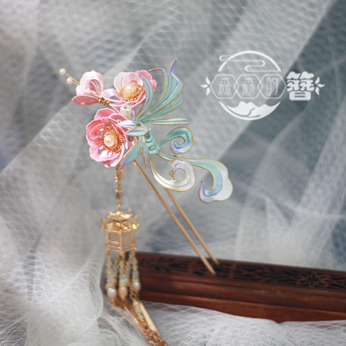 森森的簪丨青翎丨原创非遗缠花发饰高端古风新中式汉服流苏盘发簪 - 封面
