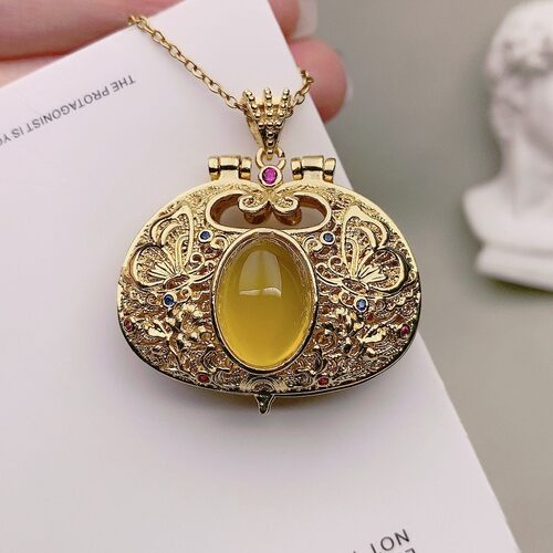 真品黄玉髓吊坠玛瑙项链气