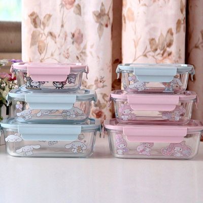 可爱少女心玻璃密封库洛米玉桂狗便当盒饭盒保鲜盒学生玉兔午餐盒