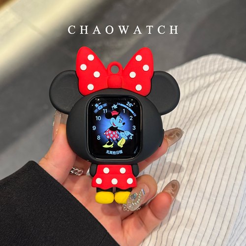 米妮老鼠挂绳式适用于苹果手表s11保护壳iwatchs987s10代se软套女